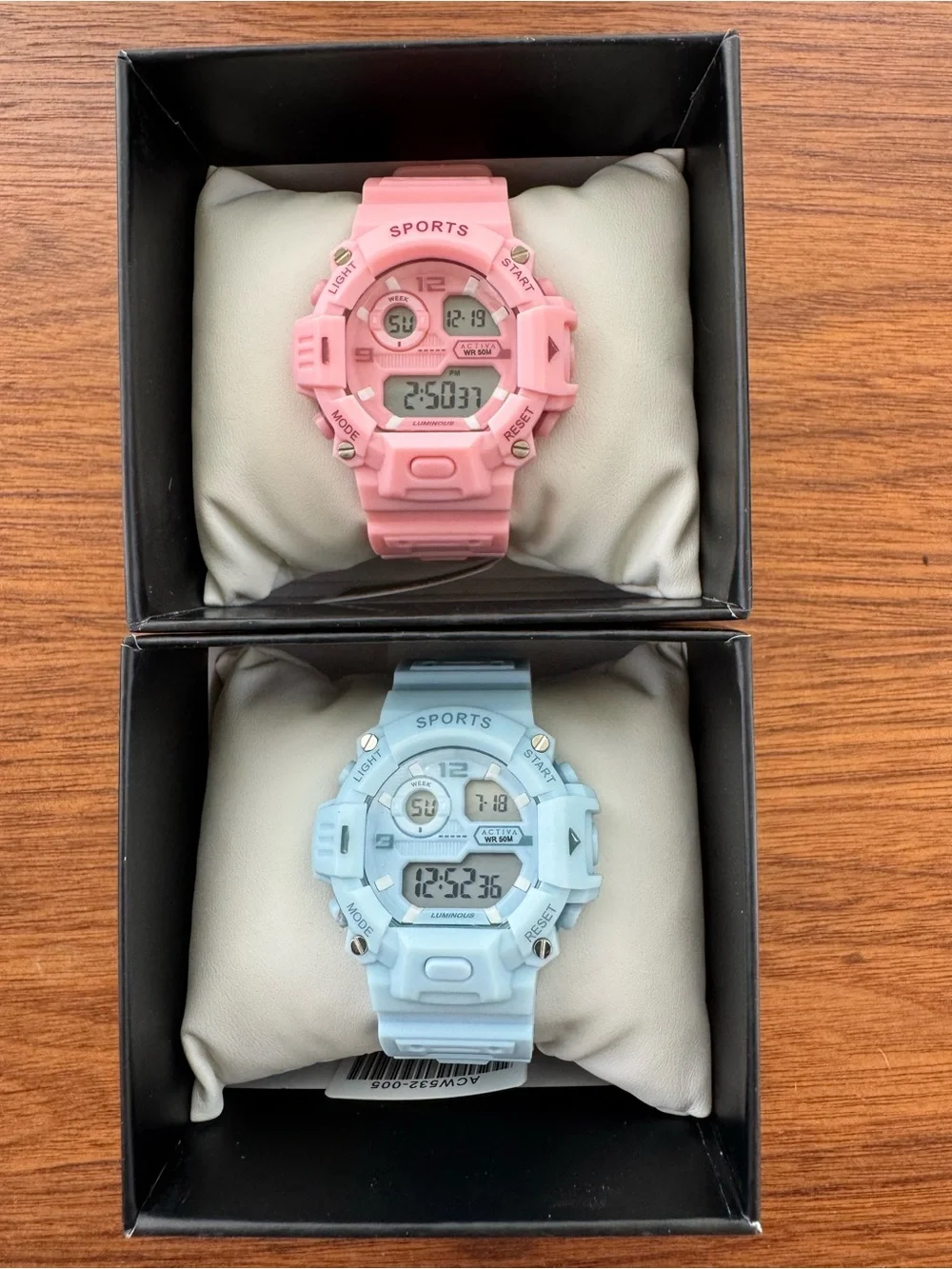 Bundle of Two Activa 42 mm Digital Sports Watches – Bubblegum Pink & Baby Blue